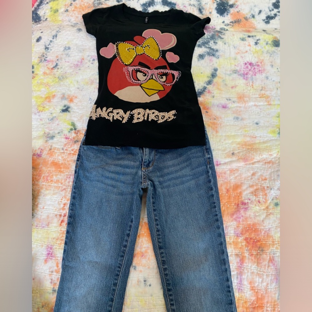 Sweet Girl Size S Angry Birds Motif Cap Sleeve Tshirt